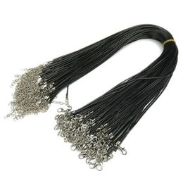 Black Wax Leather Snake Necklace 1 5cm 2 0cm Cord String Rope Wire Extender Chain with Lobster Clasp DIY Fashion Jewellery component282i