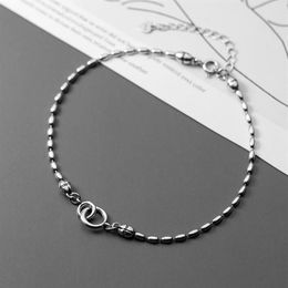 MIQIAO Bracelet On The Leg Chain Women's 925 Sterling Silver Anklets Female Thai Silver Beanie Foot Fashion Jewellery For Girls2404