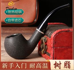 Smoking Pipe New men's resin large pipe, detachable cleaning and filtering, imitation marble cigarette holder, curved hammer pipe