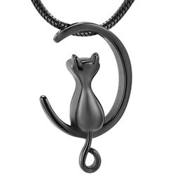 IJD10014 Funnel & Gift Box Black Cat Necklace Memorial Urn Locket for Animal Ashes Holder Keepsake Jewellery Stainless Steel231E