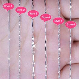 Multiple Classic Styles Real 925 Sterling Silver Necklaces Slim Thin Snake Chains Necklace Women Body Box Chain For Woman270h