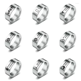 Cluster Rings The Three Body Problem Fashion Symbol Pattern Stainless Steel Slivery Single Ring Finger Jewellery Size 7-12