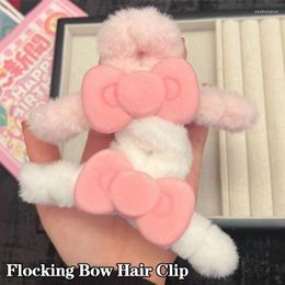 Hair Accessories Autumn And Winter Pink Bow Clip Plush Young Girl Bangs Clips Meatball Head Decoration
