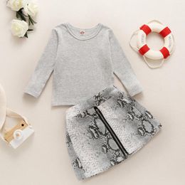 Clothing Sets 2PCS Girl's Summer Half Skirt Set Children's Package Hip Fishtail Long Sleeve T Shirt Two Piece