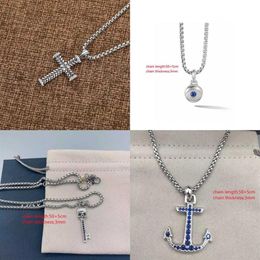 Jewelry Women 50cm Chain Cross Necklace Silver Pendant Diamond Necklaces Classic 3mm 2mm Fashion Chains Punk 925 Designer Luxury H305G