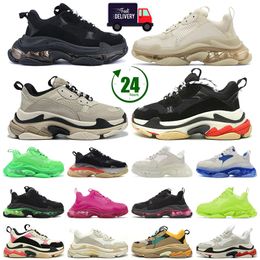2024 triple s designer casual shoes for men women platform sneakers clear sole black white grey pink Royal Neon Green mens trainers sports