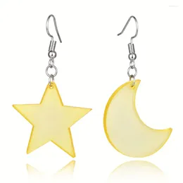 Dangle Earrings Hip Hop Cute Transparent Moon And Star Long For Women Lovely Candy Color Pendant Dangling Drop