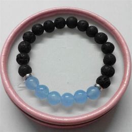 2020 Aquamarine Quartz Lava Yoga Bracelet Healing Crystals Wrist Mala Beads Chakra Jewelry Natural Stone Womens Yoga Brac219F