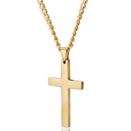 Fashion alloy Glossy Cross charm Pendant Chain Necklace for Men Women 22-24 Inches 4 Colours 12pcs lots2359