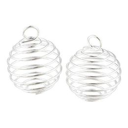 Silver Plated Spiral Bead Cages Charms Pendants Findings 9x13mm Jewelry making DIY290P