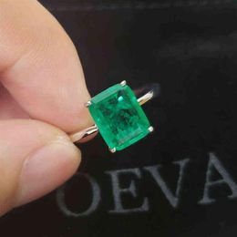 OEVAS Solid 925 Sterling Silver Wedding Rings For Women Sparkling Emerald High Carbon Diamond Engagement Party Fine Jewellery Gift Y183v