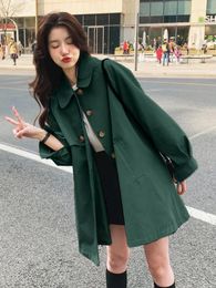 Women's Trench Coats Korean Autumn Clothes 2023 French Retro Versatile Clothing Solid LOOSE Turn-down Collar Large Size Windbreak