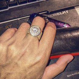 Mens Hip Hop Ring Jewellery Gold Silver Iced Out Crystal Gemstone Diamond Rings For Men271I