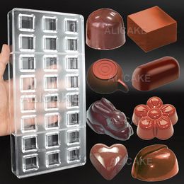 Cake Tools 1Pcs Chocolate Molds Polycarbonate Candy Cube Heart Capsule Shape Confectionery Pans Trays Acrylic Baking Utensils Pastry Mould 231216