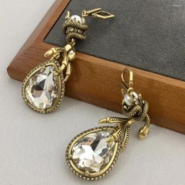 Dangle Earrings 2023 Famous Designer Transparent Crystal Pendant Gold Women Luxury Jewelry Boho Goth Punk Trend Europe America