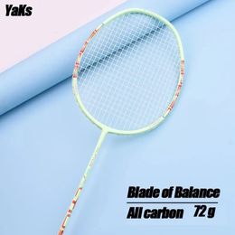 Badminton Rackets Yaks Brand Balance Blade Badminton Racket Ultra Light 72G Professional Durable Single S Full Carbon Badminton Racket 231216