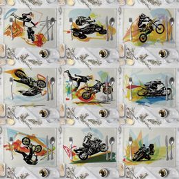 Table Mats Motorcycle Linen Placemats Bowls And Cups Kitchen Dinner Coasters Home Decoration 32cmx42cm