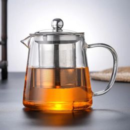 Water Bottles Glass Tea Pot with Stainless Steel Infuser Heat Resistant Container Flower Teapot Puer Kettle Teaware 231216