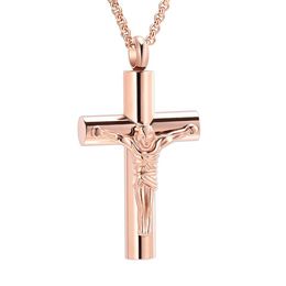 IJD11129 Jesus Cross Ashes Pendant Rose Gold Women Gift Item Human Cremation Jewlery Hold Loved Ones Ashes Memorial Urn Locket243a