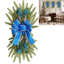 Decorative Flowers Christmas Decoration Stair Wreath Shiny Wall Window Hanging Ornament Trim Garland Prelit Stairway Swag For Party