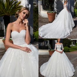 Lussano Bridal 2023 Wedding Dresses with Jacket Lace Appliques Bridal Gowns Sweep Train Ball Gown Garden Wedding Dress robe de mariee