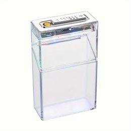 1pc Transparent Lighter Tobacco Case, Multifunctional Tobacco Case With Colorful Lights, Flip-top Tobacco Case For Men