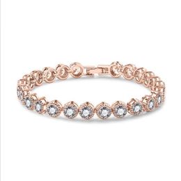 Roma Bracelet Clsssical Luxury Jewelry 18K White&Rose Gold Filled Round Cut CZ Crystal Diamond Promise Cool Women Bracelet For Lov305p