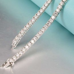 4Mm 10K 14K White Gold Plated Sier Tennis Moissanite Necklace Cuban Link Chain