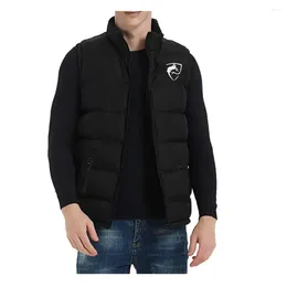 Men's Vests Winter Stand Collar Sleeveless Waistcoat Outdoors Fleece Warm Down Vest Casual Fashion Printed Jacket Coat