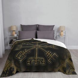 Blankets Vegvisir Vikings Compass Throw Blanket Baby 90X200 Cushion Stroller Cover Sofa Bed Plaid Linen