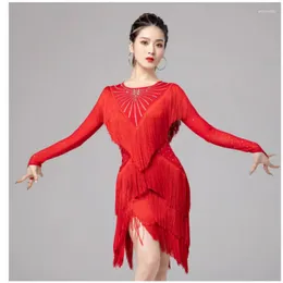 Stage Wear X2139 Girls Latin Dance Dress Lady Ballroom Dancing Costume Female Tassel Rumba Performance Suit