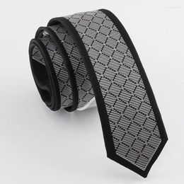 Bow Ties 2023 Designers Brands Fashion Business Casual 5.5cm Slim For Men Skinny Necktie Office Work With Gift Box Sliver Gray