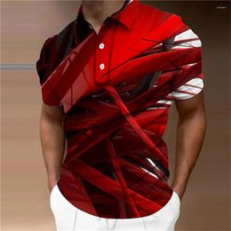 Men's Polos Fashion Polo 3d Colourful Printed Loose Oversized Shirt Daily Casual Short Sleeved Street Soft Top Tees Summer Men Clothing