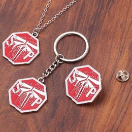 Game The Last of Us Part II 2 Firefly Logo Badges Necklace&Keychain 3D Metal Enamel Pins Collection Souvenir For Fans Jewelry260f