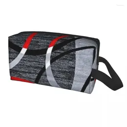 Cosmetic Bags Modern Abstract Gray Red Swirls Toiletry Bag Portable Geometric Pattern Makeup Organizer Beauty Storage Dopp Kit Case