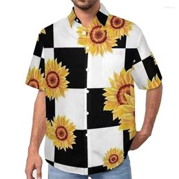 Men's Casual Shirts Orange Sunflower Loose Shirt Flower Print Beach Hawaiian Novelty Short Sleeve Design Oversized Top