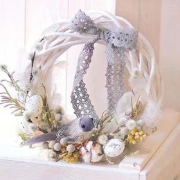 Decorative Flowers 10-30cm White Garland Wicker Rattan Ring Artificial Ornament Vine Decoration DIY Handmade Craft Accessories