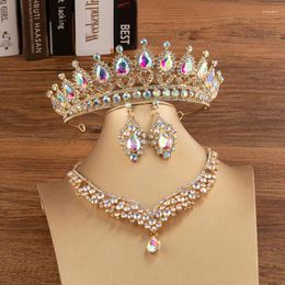 Hair Clips Itacazzo Bridal Headwear Set Colourful Colour Crown Necklace Earrings Of Four&Suitable For Women's Wedding Birthday Party