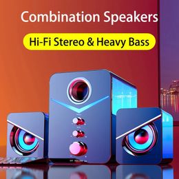 Computer S ers with Subwoofer Stereo 3 5mm Plug USB Wired Mini S er Combination Music Player Desktop Laptop Led Light 231216