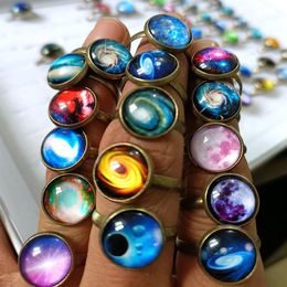 whole 36pcs brozen brass ring Starry sky moon style dark night Finger Rings Jewelry271g