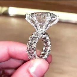 Vecalon Vintage Oval 8ct Diamond cz Ring Original 925 Sterling Silver Engagement Wedding Band Rings for women Bridal Fine Jewelry283N