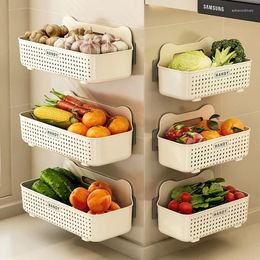 Kitchen Storage Multifunctional Shelves Wall Mounted Baskets Racks Seasoning Accessories