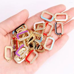 Charms 10Pcs Fashion Enamel Hollow Square Charm Zircon Alloy Pendant For Jewelry Making Earring Necklace Accessories Craft Supplies