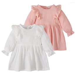 Girl Dresses 0-4Yrs Spring Baby Girls Ruffles Dress Cotton Long Sleeve Princess Autumn Toddler Kids Clothing Outfits