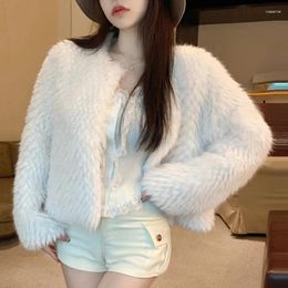 Women's Fur Sweet Elegant Girls Faux Coats Arrivals 2024 Winter Warm High End Lady Korean Fashion Coat Women