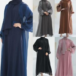 Ethnic Clothing Open Abaya Muslim Women Cardigan Long Maxi Dress Turkey Puff Sleeve Kimono Islamic Arab Party Eid Ramadan Robe Jalabiya