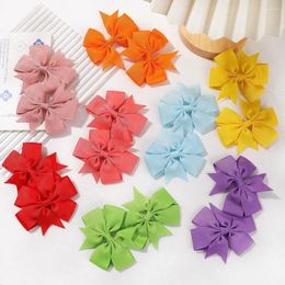 Hair Accessories 2/4/10pcs 3'' Solid Ribbon Bowknot Clips For Baby Girls Handmade Bows Hairpins Barrettes Headwear Kids