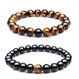 Strand Set/2Pcs Beaded Men Charm Bracelets 8mm Natural Healing Energy Faceted Stone Bracelet Bangle Elastic Pulsera Women Jewelry