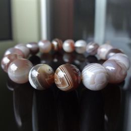 MG1133 New Natural Botswana Agate Bead Bracelet for Men High Quality 12mm Beads Energy Bracelet271w