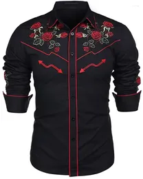 Men's Casual Shirts 2023 Shirt Western Floral Print Lapel Street Long Sleeve Button Clothing Fashion Designer Style